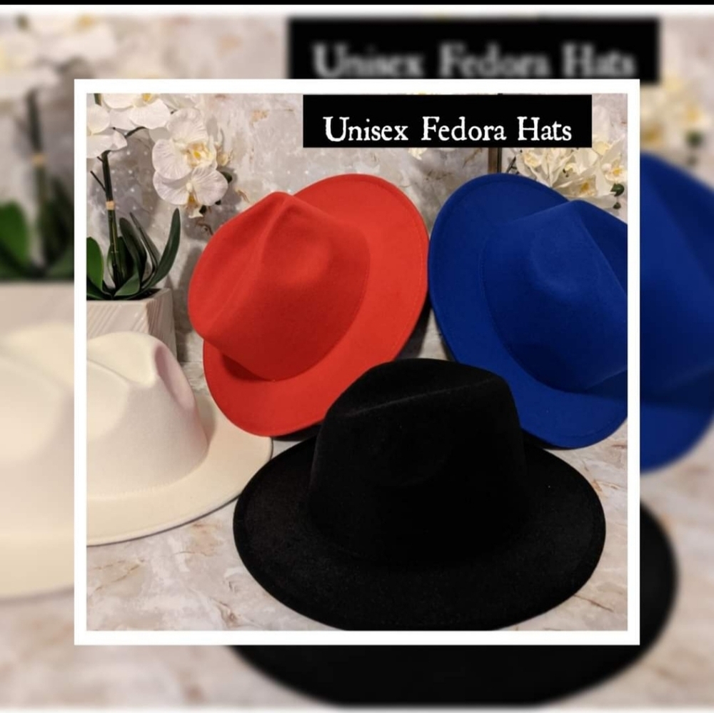 UNISEX LARGE BRIM Black  Fedora Hat - Picture 2 of 4